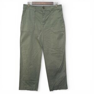 Gap Girlfriend Khaki Pants Womens 12 Olive Green Straight Leg Stretch Chinos